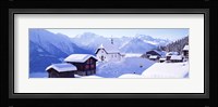 Snow Covered Chapel and Chalets Swiss Alps Switzerland Fine Art Print