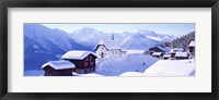 Snow Covered Chapel and Chalets Swiss Alps Switzerland Fine Art Print