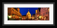 Town Center Decorated With Christmas Lights, Rothenburg, Germany Fine Art Print