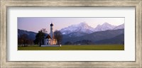 St Coloman Church and Alps Schwangau Bavaria Germany Fine Art Print