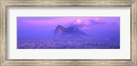 Rock Of Gibraltar in the fog at dusk, Andalucia, Spain Fine Art Print