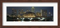 Buildings lit up at night, Esplanade Bridge, Esplanade Drive, Singapore Fine Art Print