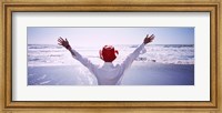 Woman With Outstretched Arms On Beach, California, USA Fine Art Print