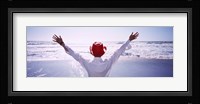Woman With Outstretched Arms On Beach, California, USA Fine Art Print
