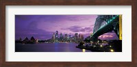 Port Jackson, Sydney Harbor And Bridge Night, Sydney, Australia Fine Art Print
