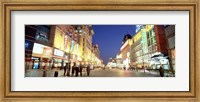 Shops lit up at dusk, Wangfujing, Beijing, China Fine Art Print