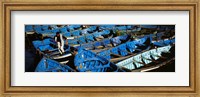 High angle view of boats docked at a port, Essaouira, Morocco Fine Art Print