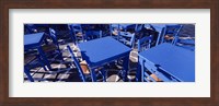 High angle view of tables and chairs at a sidewalk cafe, Paros, Cyclades Islands, Greece Fine Art Print