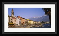 Buildings at the waterfront, Lake Maggiore, Ascona, Switzerland Fine Art Print