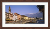 Buildings at the waterfront, Lake Maggiore, Ascona, Switzerland Fine Art Print