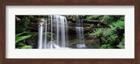 Waterfall in a forest, Russell Falls, Mt Field National Park, Tasmania, Australia Fine Art Print