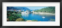 High Angle View Of A Town On The Waterfront, Cephalonia, Greece Fine Art Print