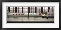 Trains at a railroad station platform, Antwerp, Belgium Fine Art Print
