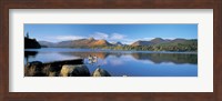 Reflection of mountains in water, Derwent Water, Lake District, England Fine Art Print