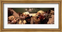 High angle view of tourists sitting along a canal, Venice, Italy Fine Art Print