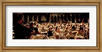 Tourists Listening To A Violinist At A Sidewalk Cafe, Venice, Italy Fine Art Print
