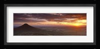 Silhouette Of A Hill At Sunset, Roseberry Topping, North Yorkshire, Cleveland, England, United Kingdom Fine Art Print