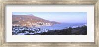 High angle view of buildings on the waterfront, Batsi, Andros Island, Cyclades Islands, Greece Fine Art Print