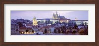 Castle lit up at dusk, Hradcany Castle, Prague, Czech Republic Fine Art Print