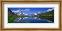 Reflection of mountains in water, Riffelsee, Matterhorn, Switzerland Fine Art Print