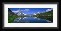 Reflection of mountains in water, Riffelsee, Matterhorn, Switzerland Fine Art Print