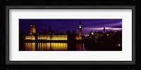 Government Building Lit Up At Night, Big Ben And The House Of Parliament, London, England, United Kingdom Fine Art Print