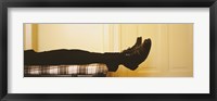 Low Section View Of A Man Lying On The Bed, Germany Fine Art Print