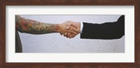 Close-Up Of Two Men Shaking Hands, Germany Fine Art Print