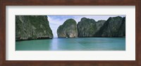 Rock formations in the ocean, Mahya Beach, Ko Phi Phi Lee, Phi Phi Islands, Thailand Fine Art Print