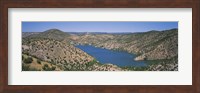 High angle view of a lake surrounded by hills, Santa Cruz Lake, New Mexico, USA Fine Art Print