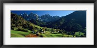 Buildings on a landscape, Dolomites, Funes Valley, Le Odle, Santa Maddalena, Tyrol, Italy Fine Art Print