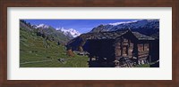 Log cabins on a landscape, Matterhorn, Valais, Switzerland Fine Art Print