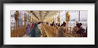 Group of people walking on a bridge over a pond, Golden Temple, Amritsar, Punjab, India Fine Art Print