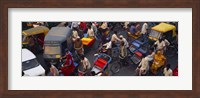 High angle view of traffic on the street, Old Delhi, Delhi, India Fine Art Print