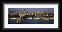 Buildings at the waterfront, Chain Bridge, Danube River, Budapest, Hungary Fine Art Print