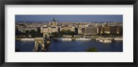Buildings at the waterfront, Chain Bridge, Danube River, Budapest, Hungary Fine Art Print