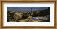 High angle view of a city, Parc Guell, Barcelona, Catalonia, Spain Fine Art Print