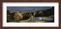 High angle view of a city, Parc Guell, Barcelona, Catalonia, Spain Fine Art Print