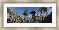 Fountain in front of a palace, Placa Reial, Barcelona, Catalonia, Spain Fine Art Print