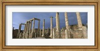 Columns of buildings in an old ruined Roman city, Leptis Magna, Libya Fine Art Print