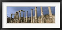 Columns of buildings in an old ruined Roman city, Leptis Magna, Libya Fine Art Print