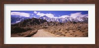 Dirt road passing through an arid landscape, Lone Pine, Californian Sierra Nevada, California, USA Fine Art Print