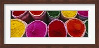 High angle view of various powder paints, Braj, Mathura, Uttar Pradesh, India Fine Art Print