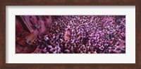 High angle view of people celebrating holi, Braj, Mathura, Uttar Pradesh, India Fine Art Print