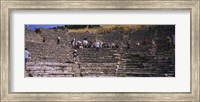 Tourists at old ruins of an amphitheater, Odeon, Ephesus, Turkey Fine Art Print