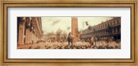 Flock of pigeons flying, St. Mark's Square, Venice, Italy Fine Art Print