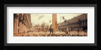Flock of pigeons flying, St. Mark's Square, Venice, Italy Fine Art Print