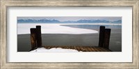 Frozen lake in front of snowcapped mountains, Chiemsee, Bavaria, Germany Fine Art Print