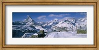 Group of people skiing near a mountain, Matterhorn, Switzerland Fine Art Print