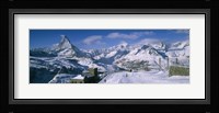 Group of people skiing near a mountain, Matterhorn, Switzerland Fine Art Print